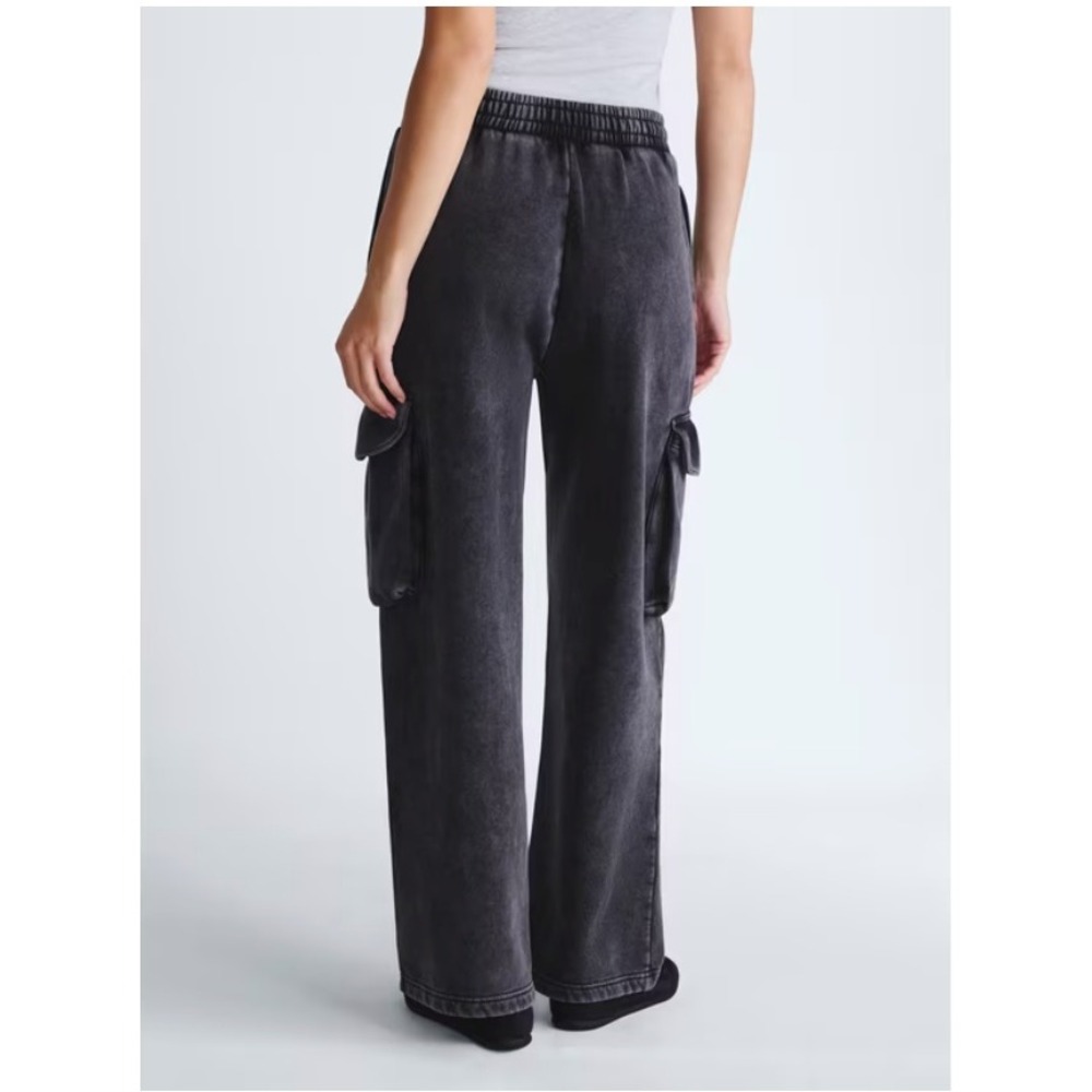 Scoop Women Black Wide Leg Cargo Pants High Rise Knit Size M SCB324031730L